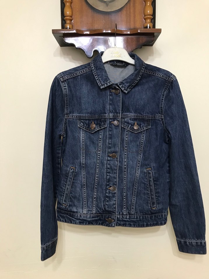 Düğmeli Lacivert Kadın Kot Ceket - Görsel 4