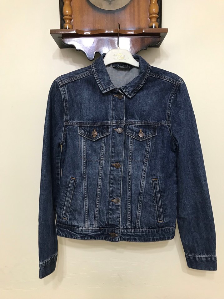 Düğmeli Lacivert Kadın Kot Ceket - Görsel 5