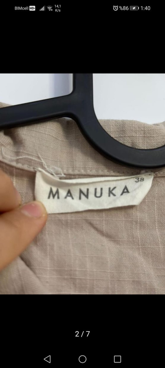 Bej Düğmeli Keten Midi Trençkot MANUKA - Görsel 2