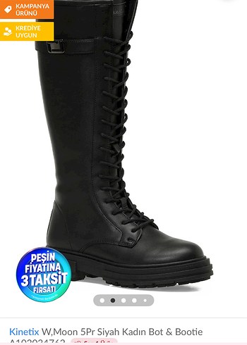 Kinetix Siyah Deri Kadın Dizüstü Bot - Görsel 2