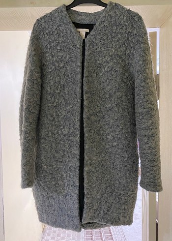 Gri Midi Yünlü Kaban - Görsel 3