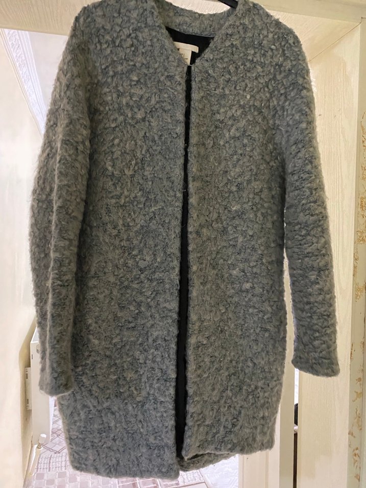 Gri Midi Yünlü Kaban - Görsel 2