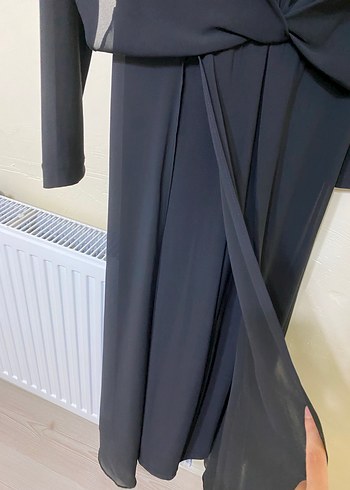 Kadın Siyah Uzun Drapeli Elbise - Görsel 6