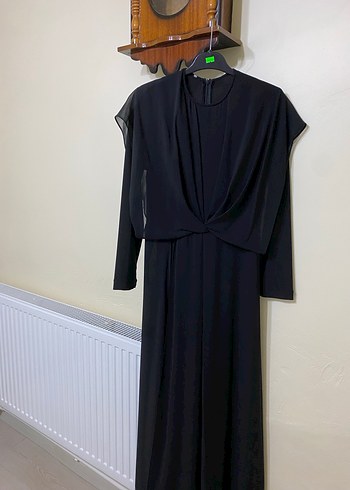 Kadın Siyah Uzun Drapeli Elbise - Görsel 4