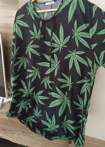 Bohem Tarzı Yeşil Baskılı Erkek Pijama Üstü