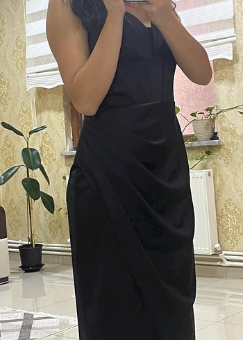 Siyah V Yaka Kadın Elbise - Görsel 2