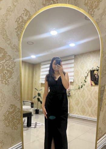 Siyah V Yaka Kadın Elbise - Görsel 3