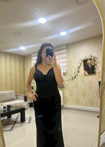 Siyah V Yaka Kadın Elbise - Görsel 6