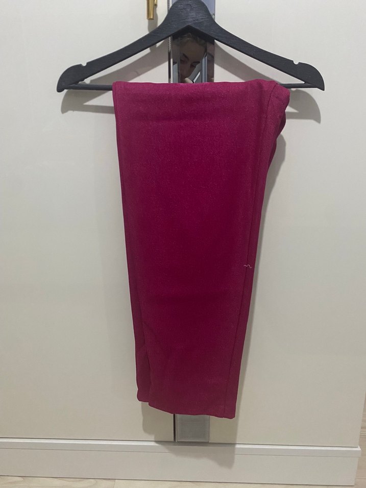 Fuşya Kadın Kumaş Pantolon Midi Boy - Görsel 3