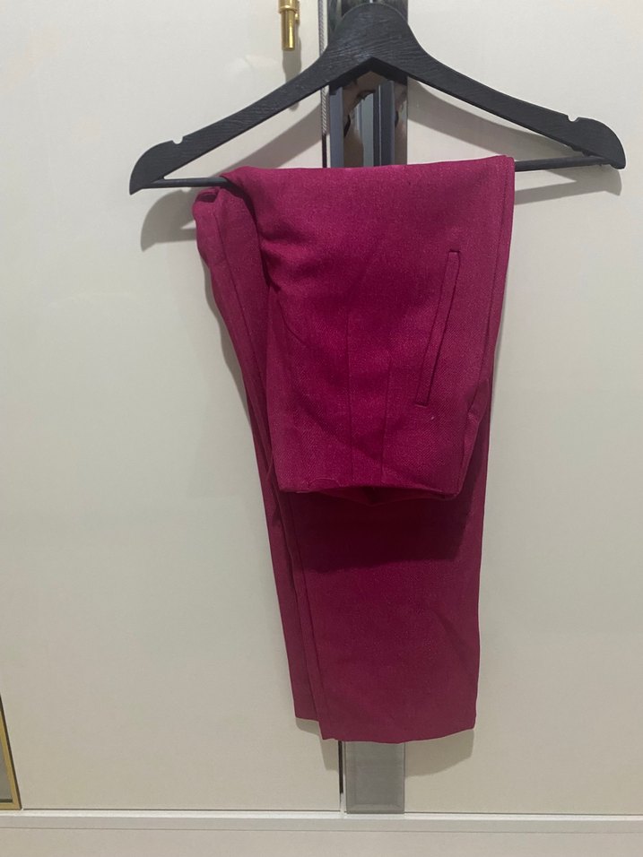 Fuşya Kadın Kumaş Pantolon Midi Boy - Görsel 2