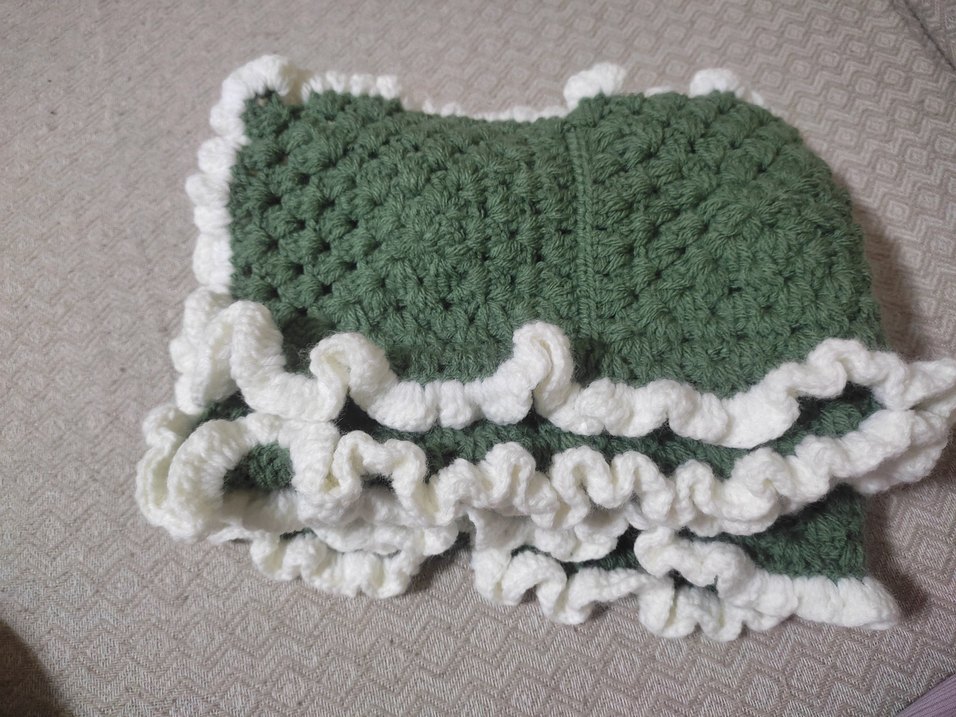 Nakışlı Yeşil Örgü atkı - Görsel 4