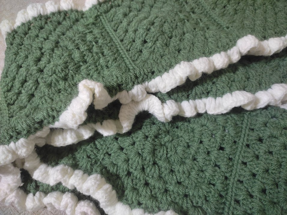 Nakışlı Yeşil Örgü atkı - Görsel 3