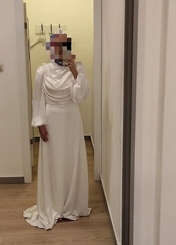 36 Beden beyaz Renk Tesettür nikah elbisesi