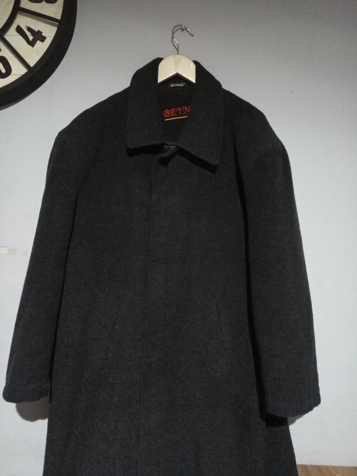 Düğmeli Gri Erkek Midi Kaban - Görsel 2