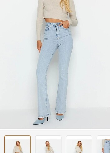 Açık mavi yüksek bel jeans
