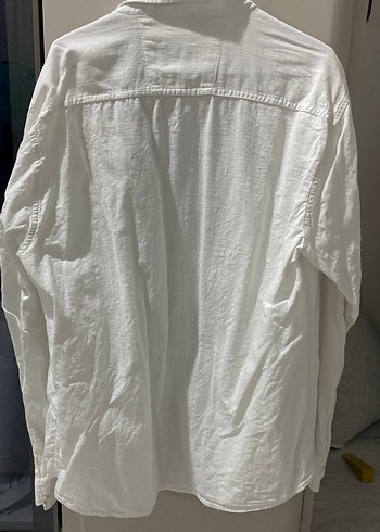 Erkek Beyaz Keten Gömlek Uzun Kollu - Görsel 2