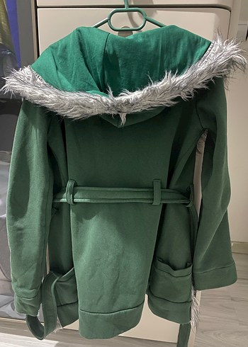 Yeşil Kürklü Kadın Midi Hırka - Görsel 3