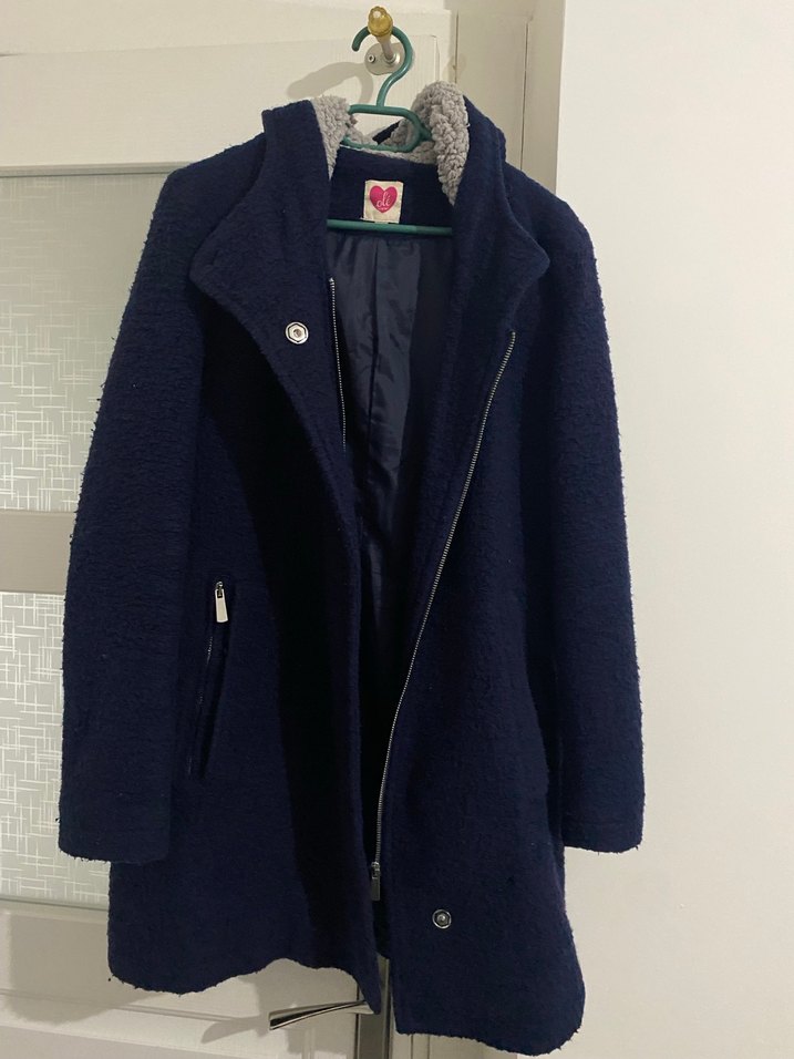 Düğmeli Lacivert Midi Kaban - Görsel 2