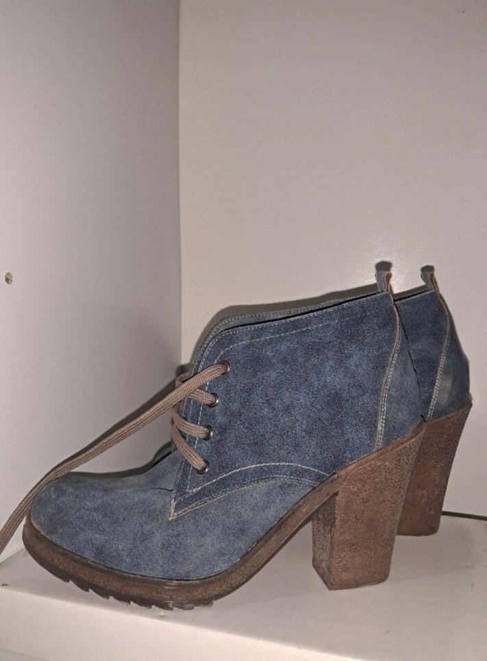 Kadın Mavi Süet Dolgu Topuklu Bot - Görsel 3