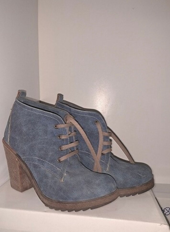 Kadın Mavi Süet Dolgu Topuklu Bot - Görsel 2