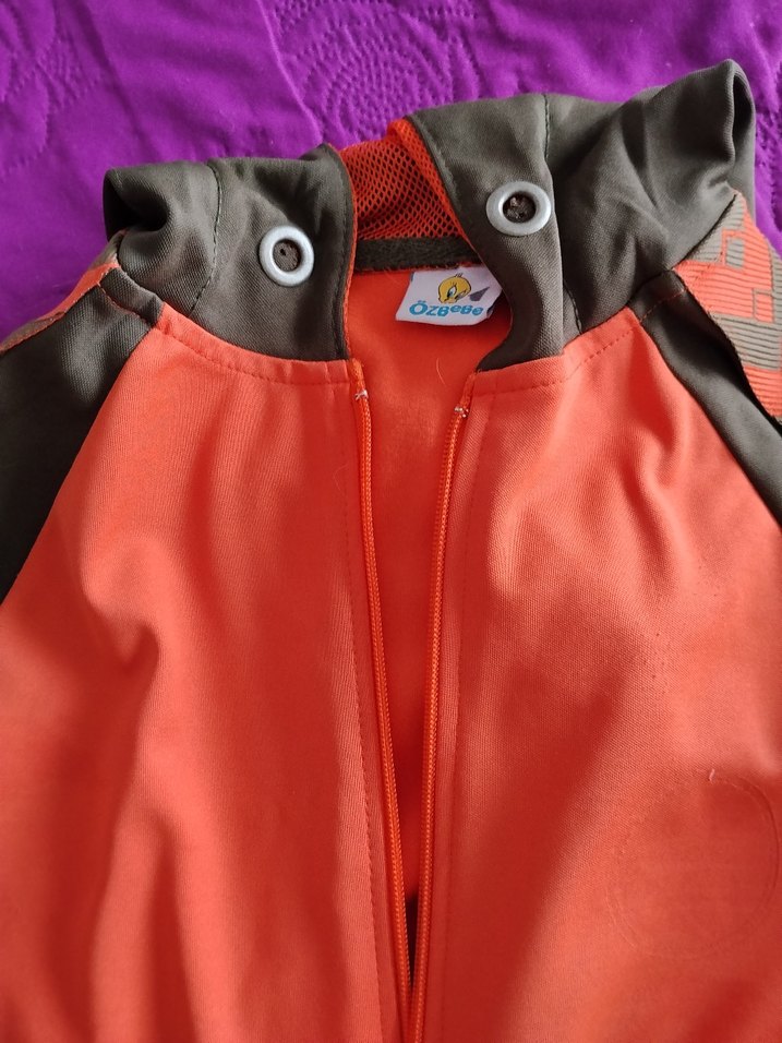 Kahverengi Kapişonlu Fermuarlı Kiz çocuk eşofman üstü - Görsel 2