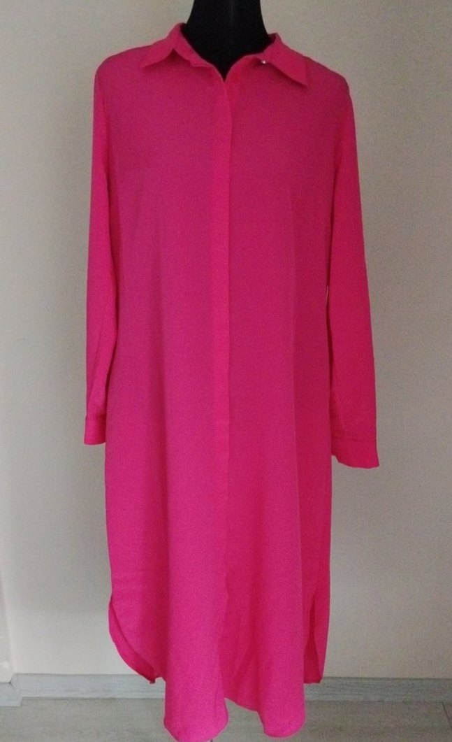 Pembe Uzun Kollu Salaş Kadın Tunik - Görsel 2