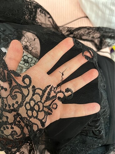 Tül detaylı siyah abiye elbise - Görsel 6