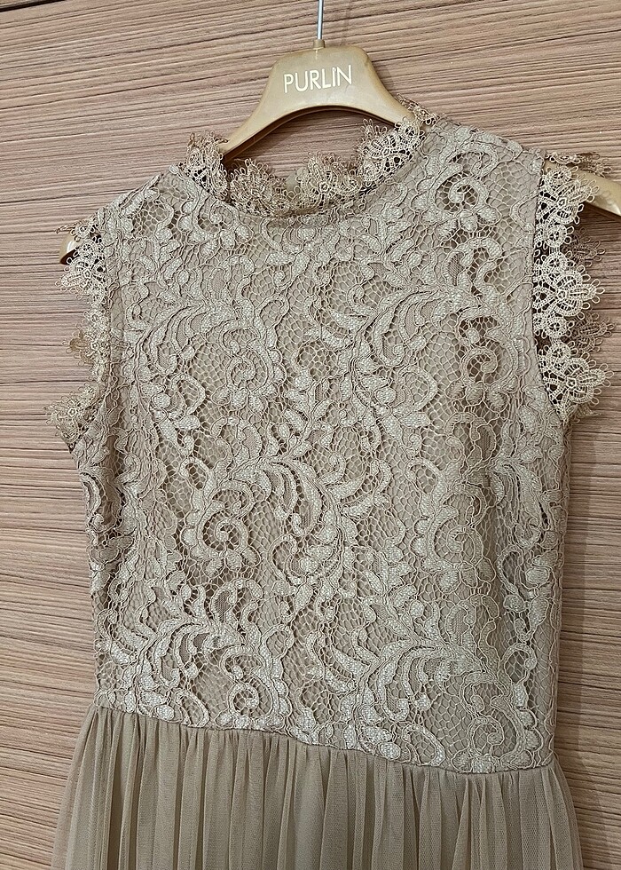 Güpür detaylı abiye elbise - Görsel 2