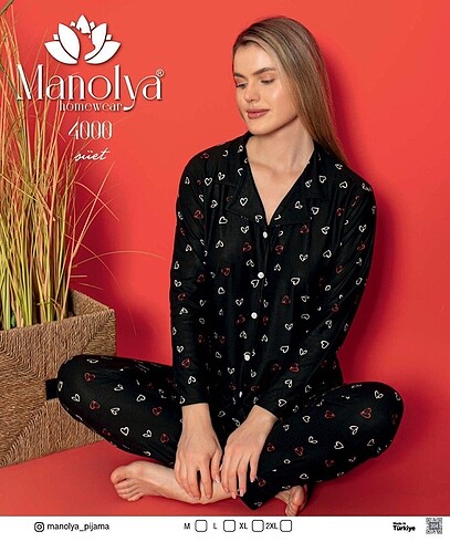 Süet önü düğmeli pijama takımı