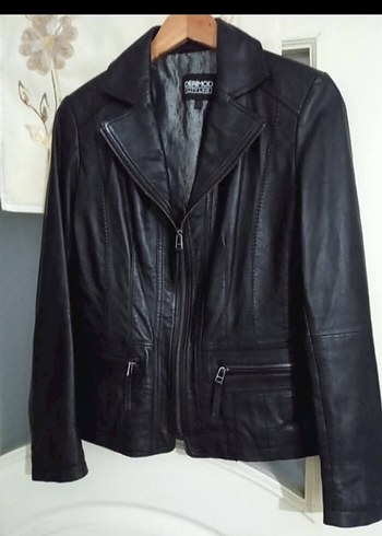 Siyah Deri Biker Ceket
