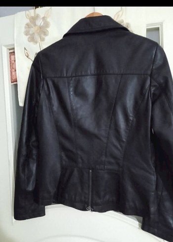 Siyah Biker Deri Kadın Ceket - Görsel 2