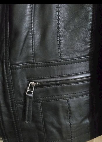 Siyah Biker Deri Kadın Ceket - Görsel 4