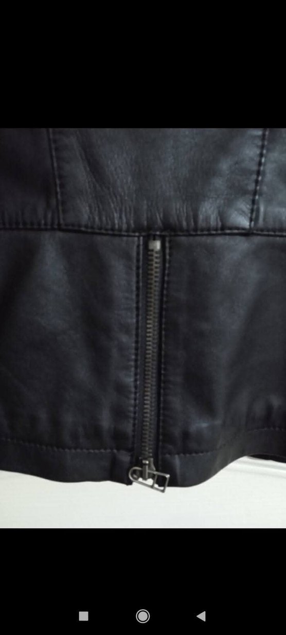 Siyah Biker Deri Kadın Ceket - Görsel 3