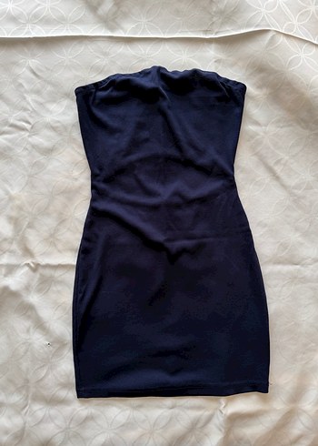 Shein Koyu Mavi Straplez Mini Elbise - Görsel 6