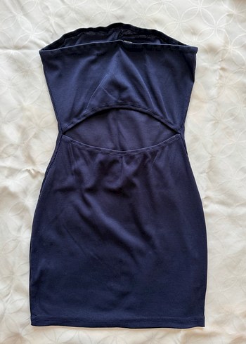 Shein Koyu Mavi Straplez Mini Elbise - Görsel 4