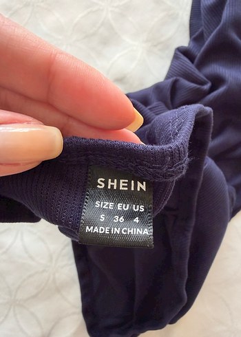 Shein Koyu Mavi Straplez Mini Elbise - Görsel 5