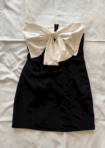 Fiyonklu Straplez Mini Elbise - Görsel 4