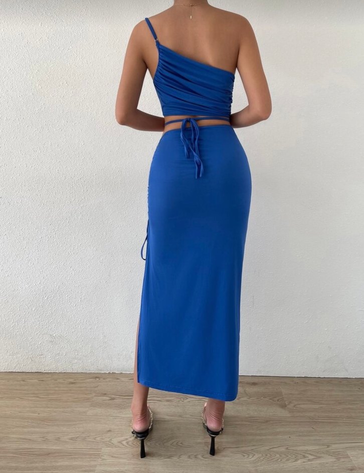 Shein Mavi Uzun Kadın Elbise - Görsel 4