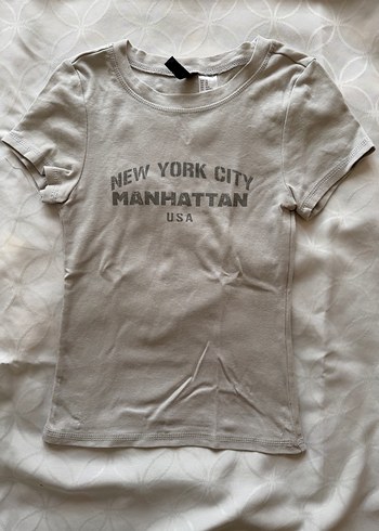 Kadın Açık Gri Baskılı Kısa Kollu Tişört - Görsel 7