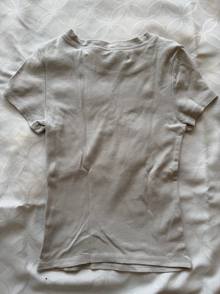 Kadın Açık Gri Baskılı Kısa Kollu Tişört - Görsel 4