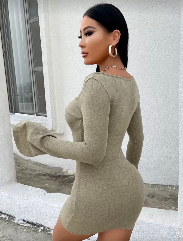 Shein Uzun Kollu Mini Elbise - Görsel 2