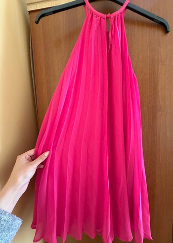 Koton Pembe Pileli Mini Elbise - Görsel 3