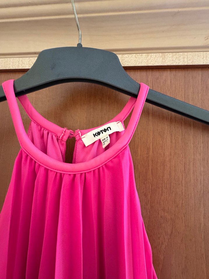 Koton Pembe Pileli Mini Elbise - Görsel 2