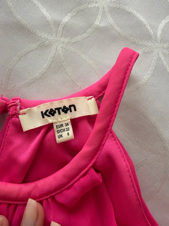 Koton Pembe Pileli Mini Elbise - Görsel 5