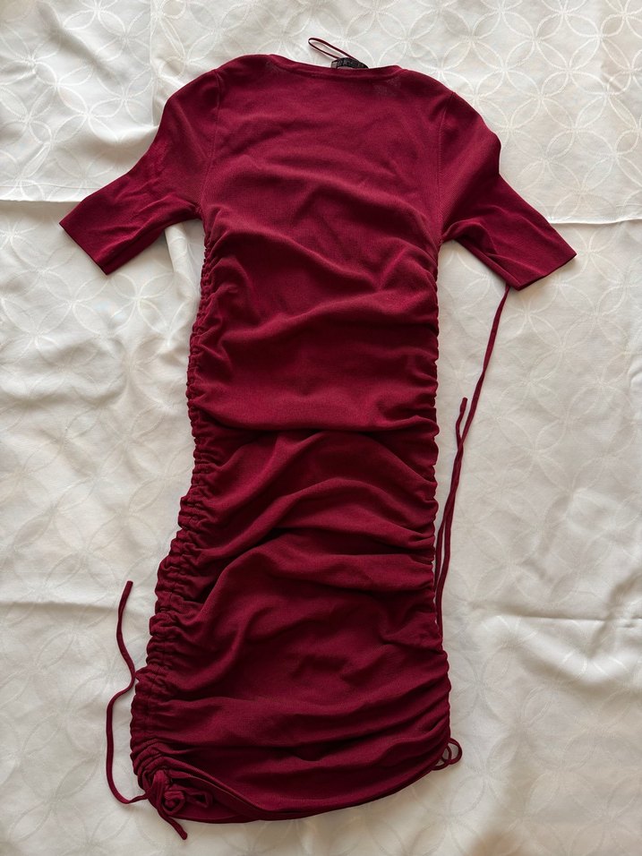 Zara Bordo Günlük Elbise - Görsel 5