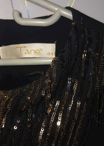 Siyah Uzun Kollu Payetli V Yakalı Uzun Elbise - Görsel 3