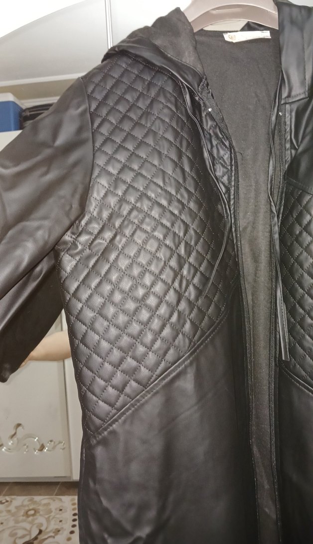 Kadın Siyah Deri Biker Ceket - Görsel 3