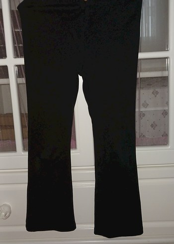 Düğmeli Siyah Midi Kadın Kumaş Pantolon - Görsel 2