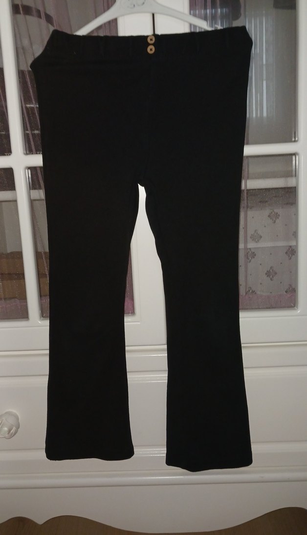 Düğmeli Siyah Midi Kadın Kumaş Pantolon - Görsel 2