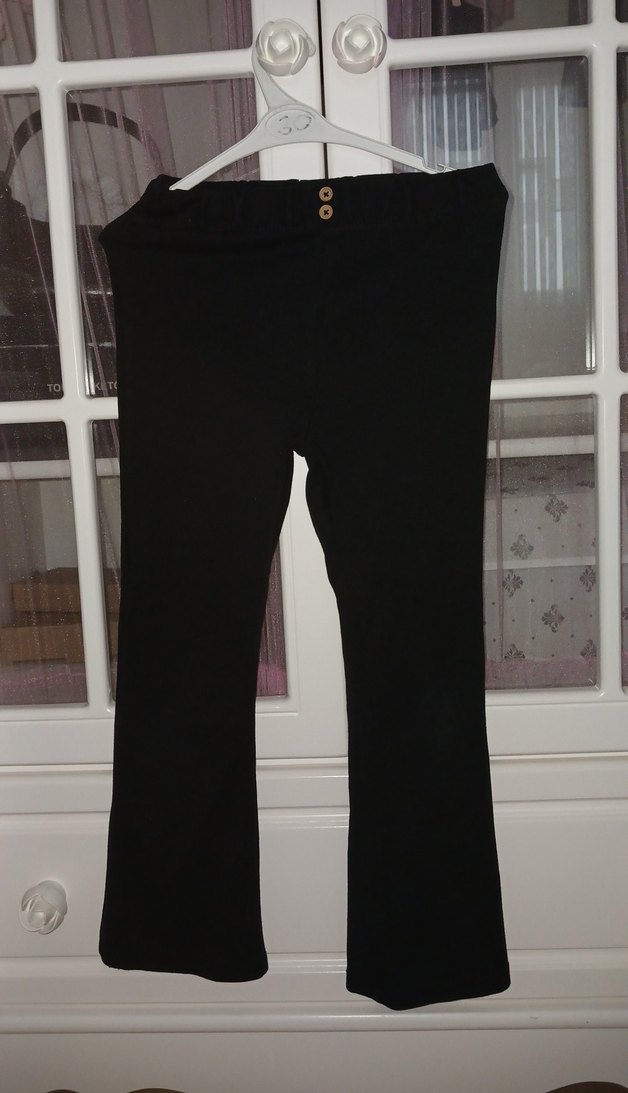 Düğmeli Siyah Midi Kadın Kumaş Pantolon - Görsel 4